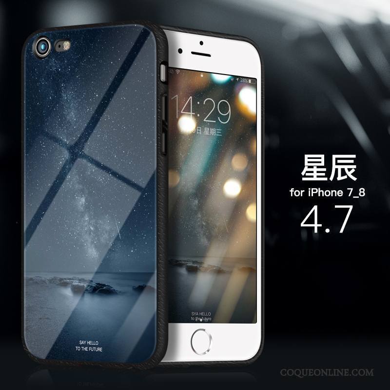 iPhone 7 Bleu Protection Fluide Doux Tout Compris Coque De Téléphone Verre Incassable