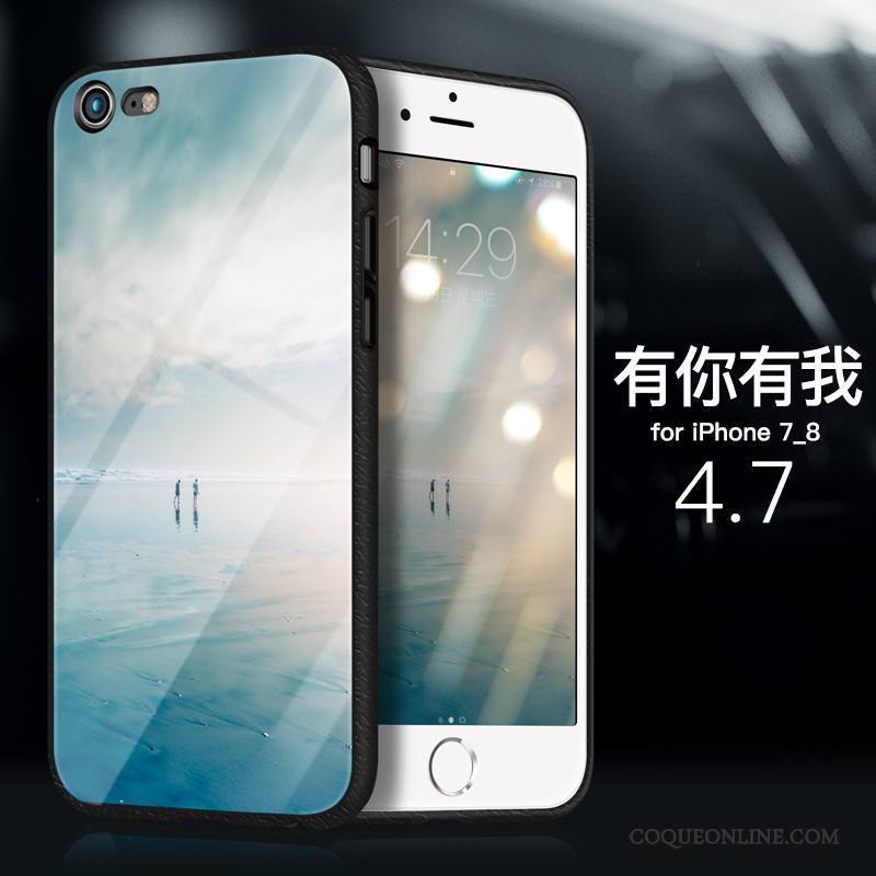 iPhone 7 Bleu Protection Fluide Doux Tout Compris Coque De Téléphone Verre Incassable