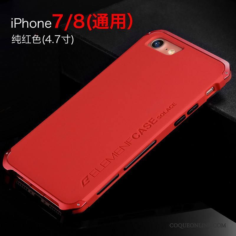 iPhone 7 Border Rouge Coque De Téléphone Tendance Métal Incassable Noir