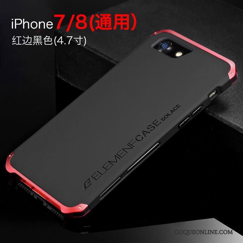 iPhone 7 Border Rouge Coque De Téléphone Tendance Métal Incassable Noir