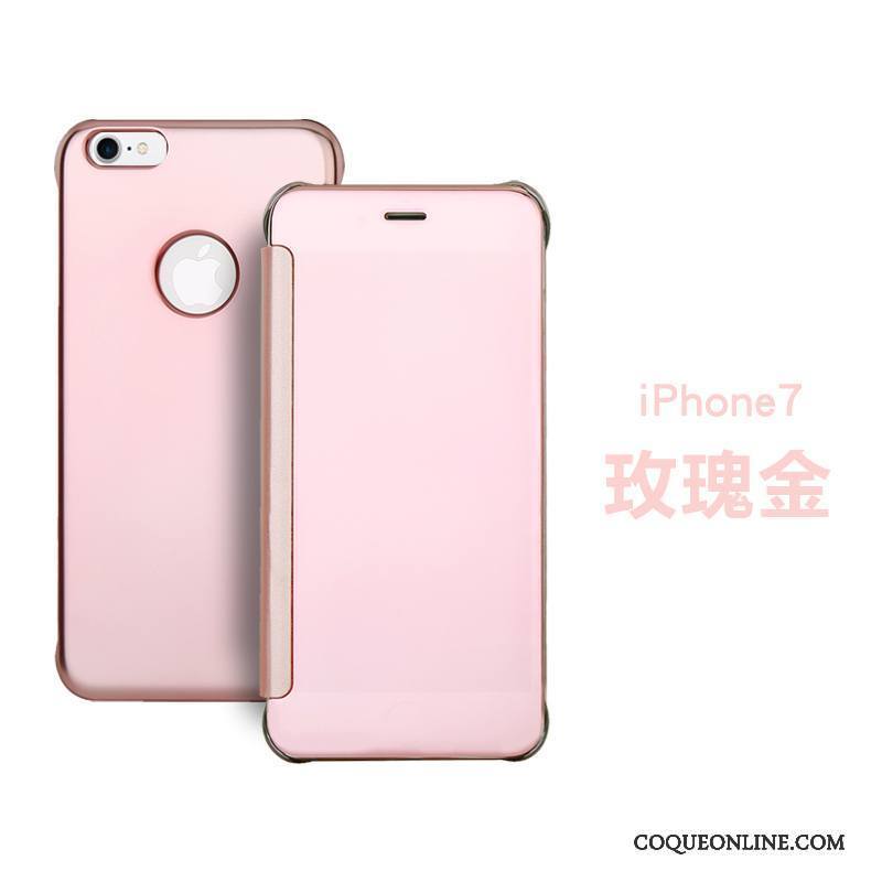 iPhone 7 Coque De Téléphone Clamshell Or Protection Étui En Cuir Miroir Dragon
