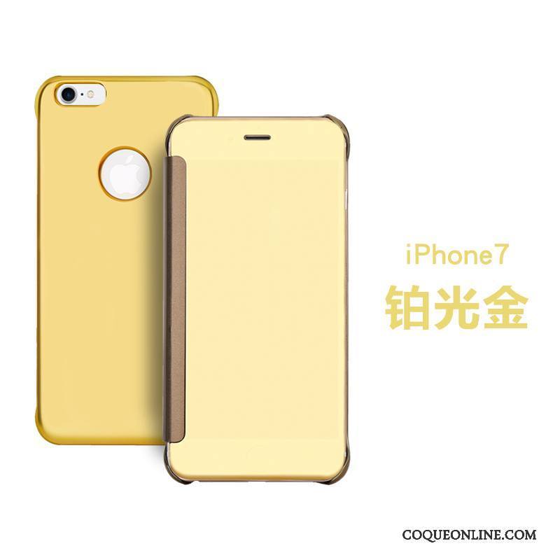 iPhone 7 Coque De Téléphone Clamshell Or Protection Étui En Cuir Miroir Dragon