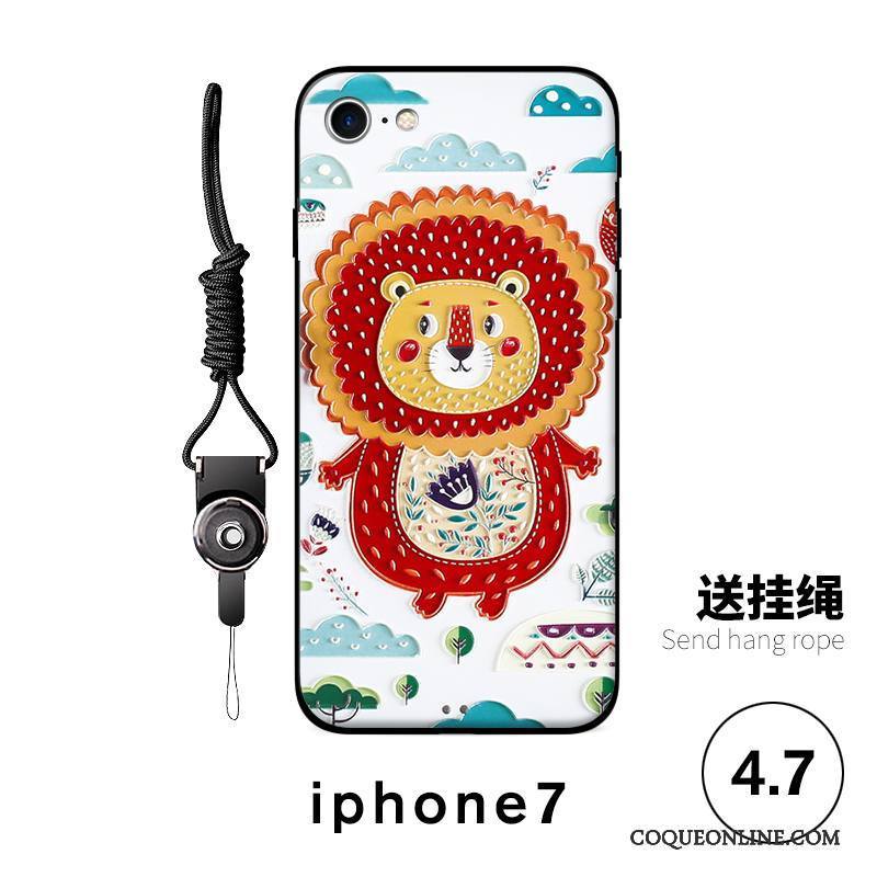 iPhone 7 Coque De Téléphone Fluide Doux Gaufrage Dessin Animé Tout Compris Blanc Incassable