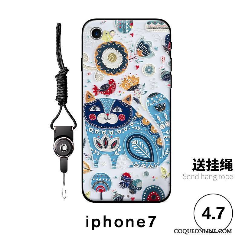 iPhone 7 Coque De Téléphone Fluide Doux Gaufrage Dessin Animé Tout Compris Blanc Incassable