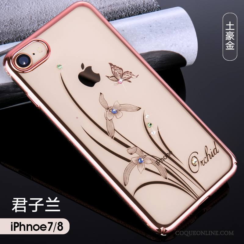 iPhone 7 Coque De Téléphone Luxe Tout Compris Or Rose Difficile Placage Incassable