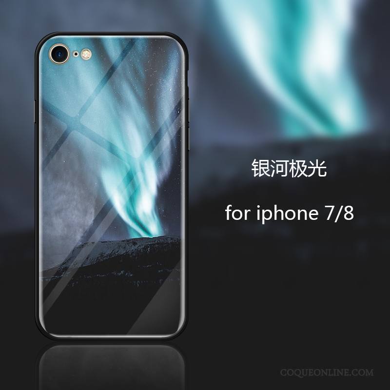 iPhone 7 Coque De Téléphone Nouveau Tendance Verre Personnalité Silicone Bleu