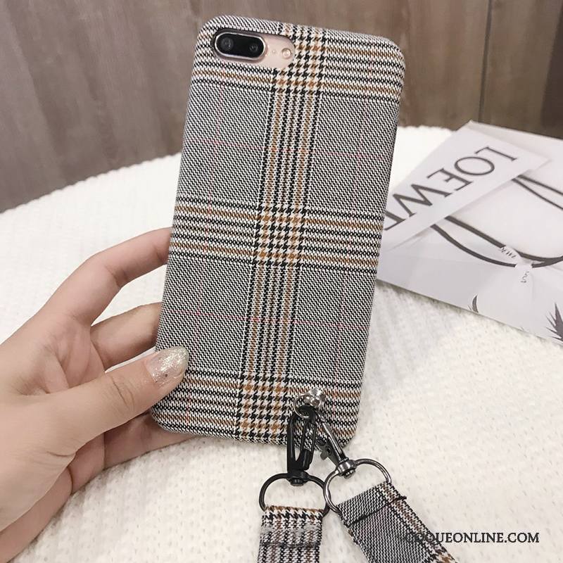 iPhone 7 Coque De Téléphone Plaid Personnalité Nouveau Ornements Suspendus Étui Flanelle