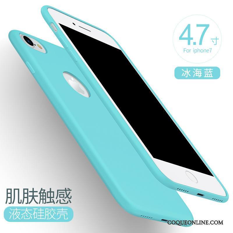 iPhone 7 Coque De Téléphone Tout Compris Bleu Silicone Pu Fluide Doux