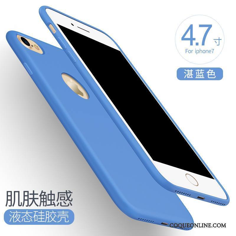 iPhone 7 Coque De Téléphone Tout Compris Bleu Silicone Pu Fluide Doux