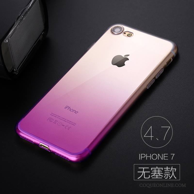 iPhone 7 Coque Dégradé Très Mince Tendance Fluide Doux Silicone Violet Étui