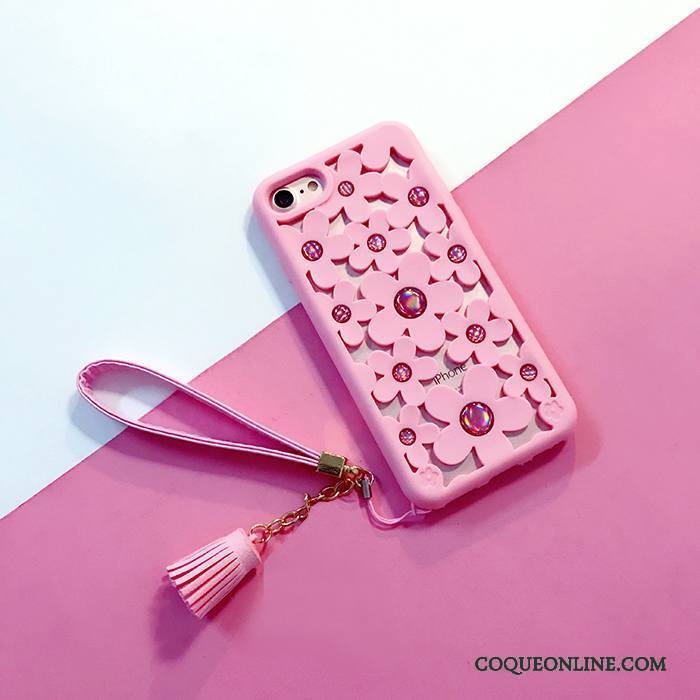 iPhone 7 Coque Fleur Simple Étui Silicone Évasé Fluide Doux Ornements Suspendus