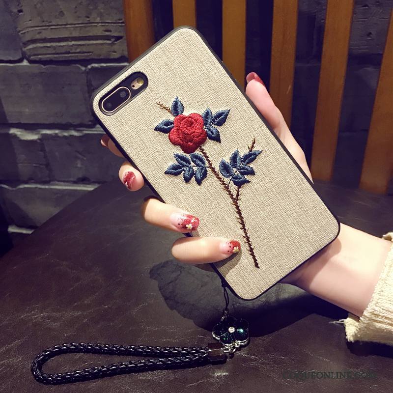 iPhone 7 Coque Incassable De Téléphone Gris Fleur Protection Fluide Doux