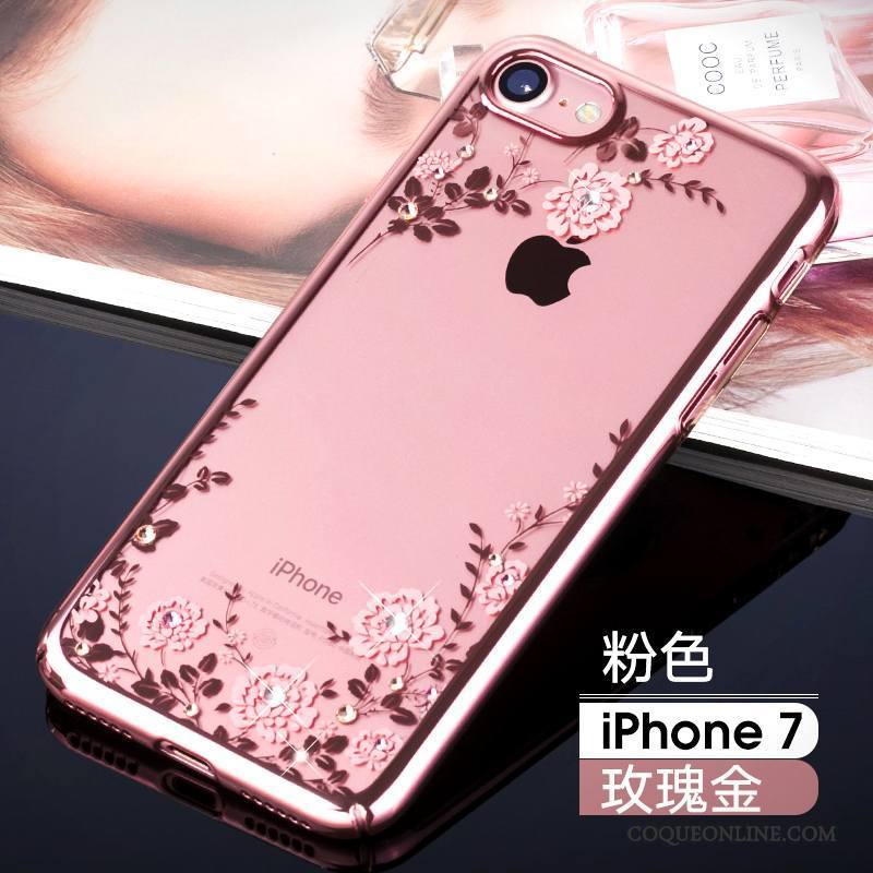 iPhone 7 Coque Marque De Tendance Nouveau Or Incassable Luxe Strass Étui