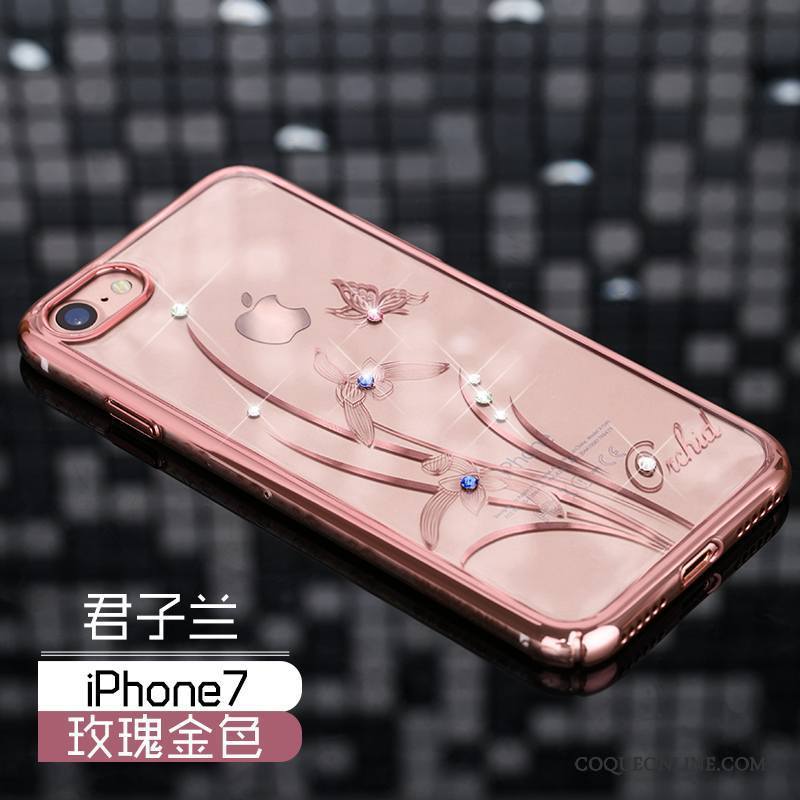 iPhone 7 Coque Marque De Tendance Nouveau Or Incassable Luxe Strass Étui