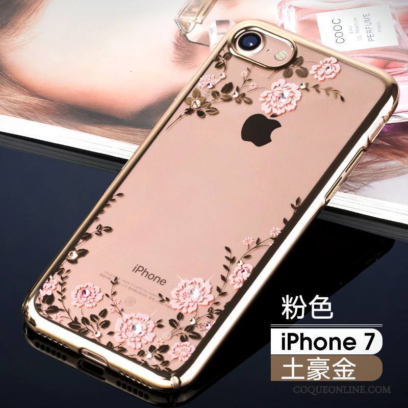 iPhone 7 Coque Marque De Tendance Nouveau Or Incassable Luxe Strass Étui