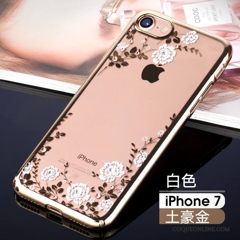 iPhone 7 Coque Marque De Tendance Nouveau Or Incassable Luxe Strass Étui