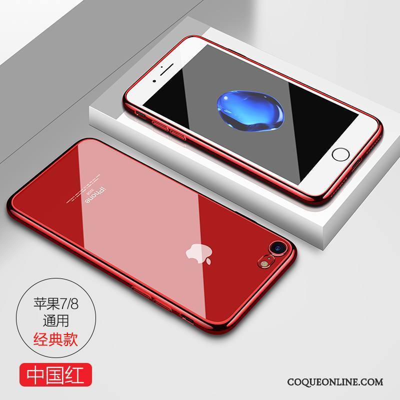 iPhone 7 Coque Or Rose Luxe Transparent Simple Étui Fluide Doux Tendance