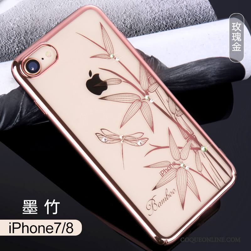 iPhone 7 Coque Strass Étui Or Rose Nouveau Luxe Élégant Tendance