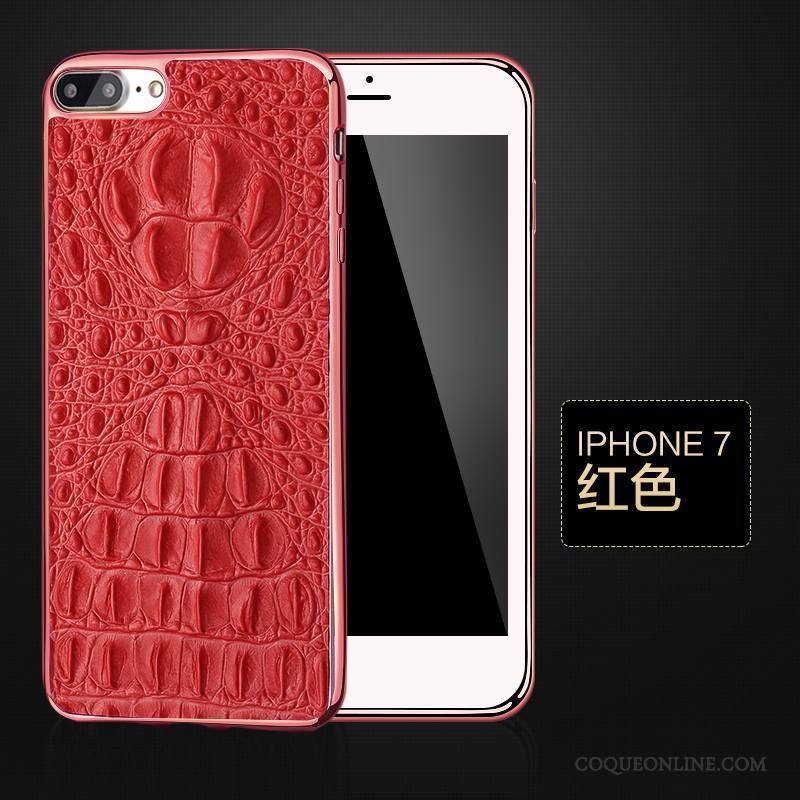 iPhone 7 Coque Téléphone Portable Business Étui Protection Cuir Haut Rouge Bovins