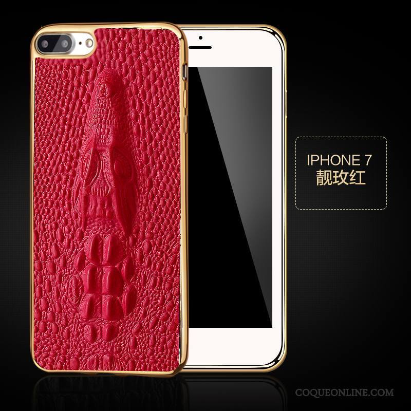 iPhone 7 Coque Téléphone Portable Business Étui Protection Cuir Haut Rouge Bovins