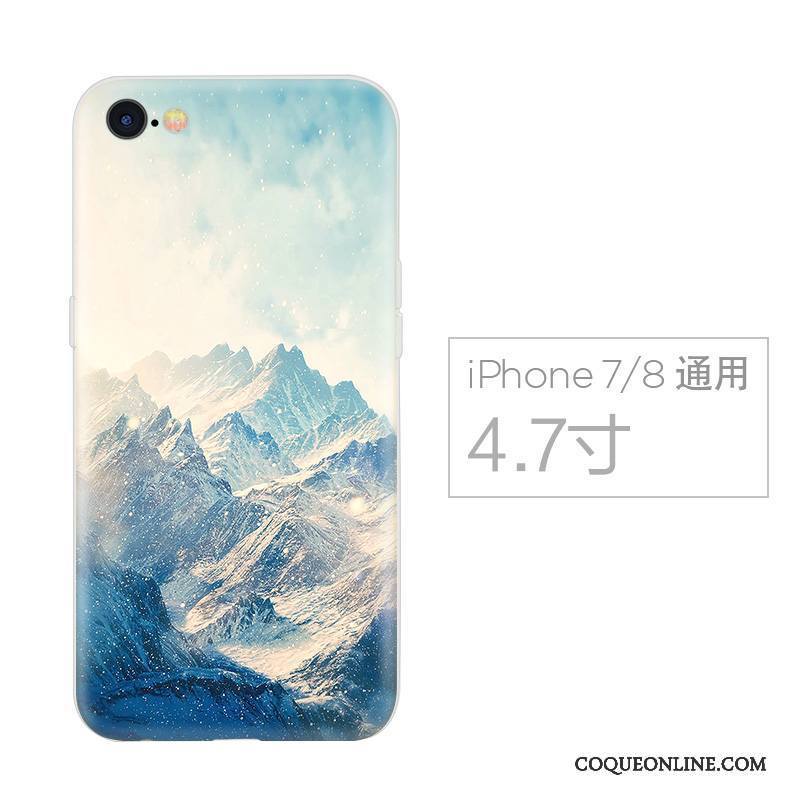 iPhone 7 Créatif Coque De Téléphone Incassable Bleu Fluide Doux Silicone Style Chinois