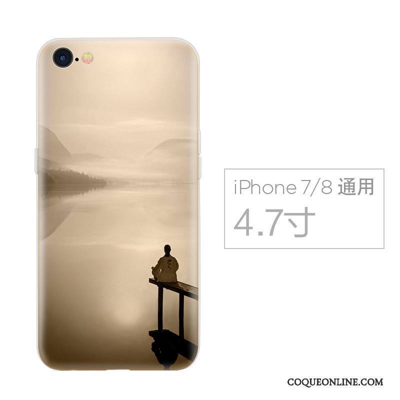 iPhone 7 Créatif Coque De Téléphone Incassable Bleu Fluide Doux Silicone Style Chinois