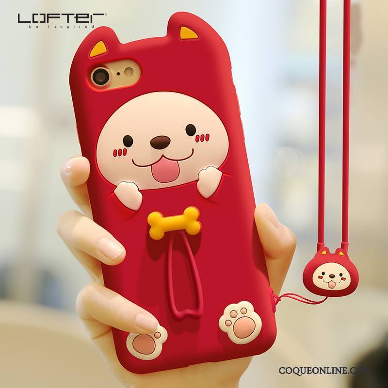 iPhone 7 Créatif Silicone Coque De Téléphone Charmant Dessin Animé Rouge Ornements Suspendus