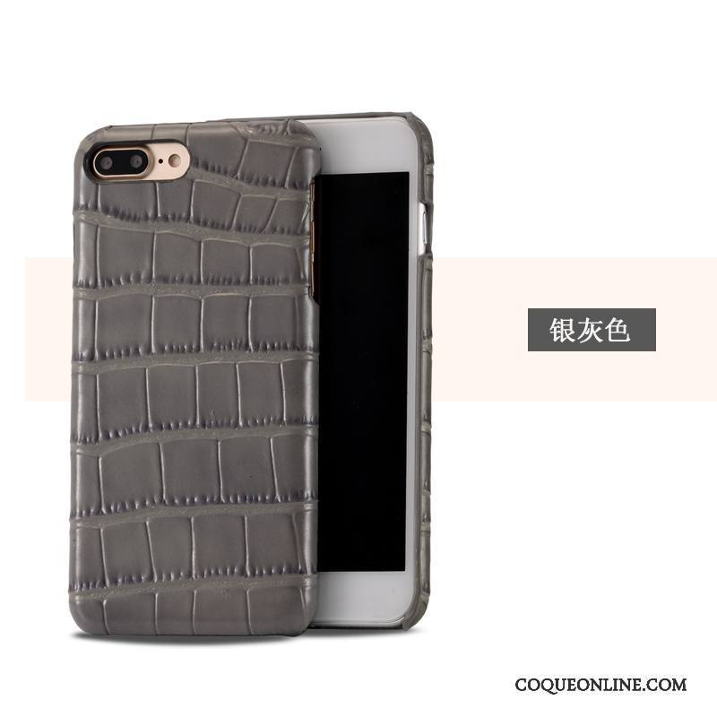 iPhone 7 Cuir Véritable Couvercle Arrière Protection Étui Marron Coque De Téléphone Crocodile Modèle