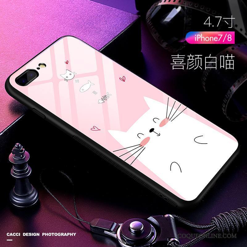 iPhone 7 Dessin Animé Verre Silicone Incassable Étui Tout Compris Coque De Téléphone