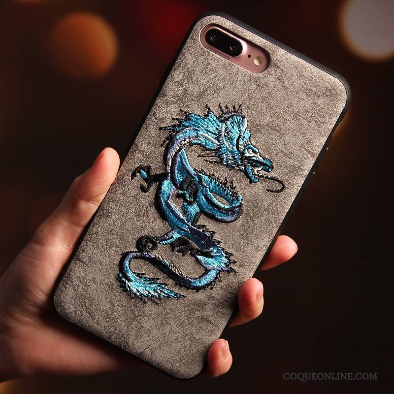 iPhone 7 Dragon Coque De Téléphone Gris Créatif Étui Protection Incassable