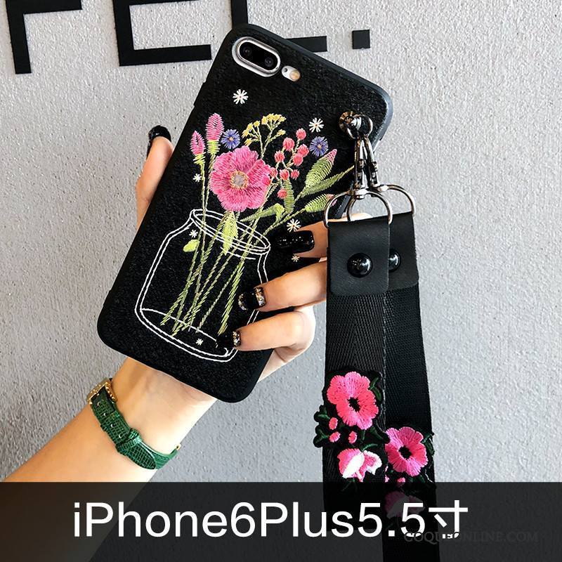 iPhone 7 Fluide Doux Gaufrage Fleur Marque De Tendance Coque De Téléphone Broderie Nouveau