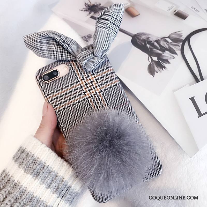 iPhone 7 Gris Étui Tissu Personnalité Coque De Téléphone Peluche Marque De Tendance