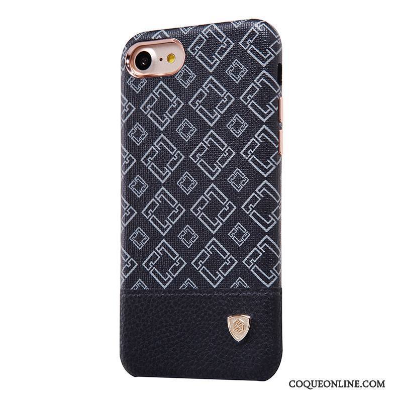 iPhone 7 Noir Or Étui En Cuir Coque Business De Téléphone Protection