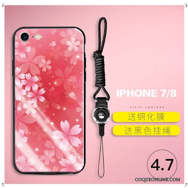 iPhone 7 Nouveau Fluide Doux Coque De Téléphone Verre Noir Fleur Incassable