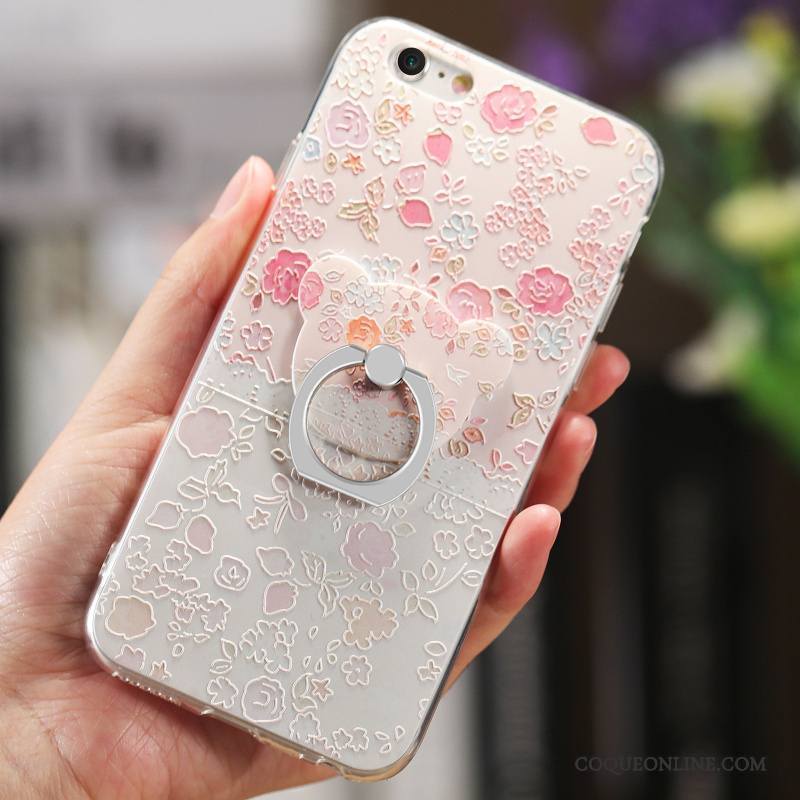 iPhone 7 Ornements Suspendus Coque De Téléphone Fluide Doux Protection Floral Transparent Rose