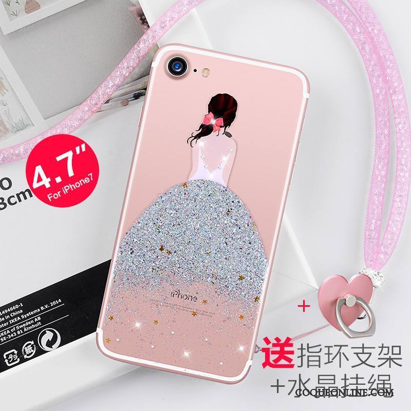 iPhone 7 Ornements Suspendus Nouveau Strass Transparent Rose Silicone Coque De Téléphone