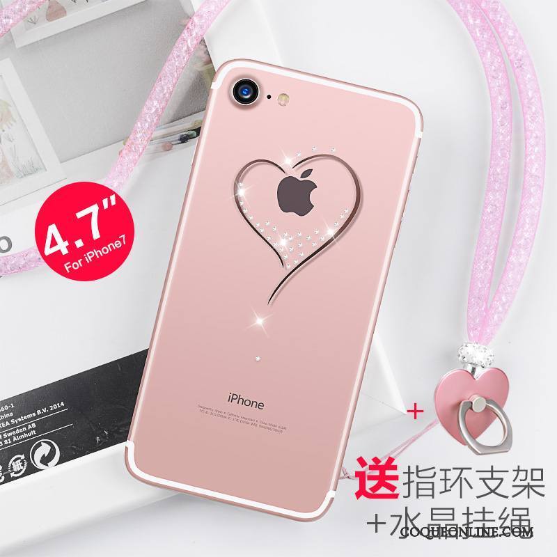 iPhone 7 Ornements Suspendus Nouveau Strass Transparent Rose Silicone Coque De Téléphone