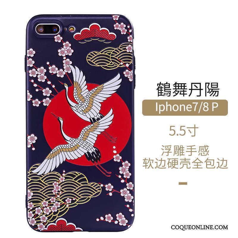 iPhone 7 Plus Bleu Protection Style Chinois Étui Coque De Téléphone Vent Art