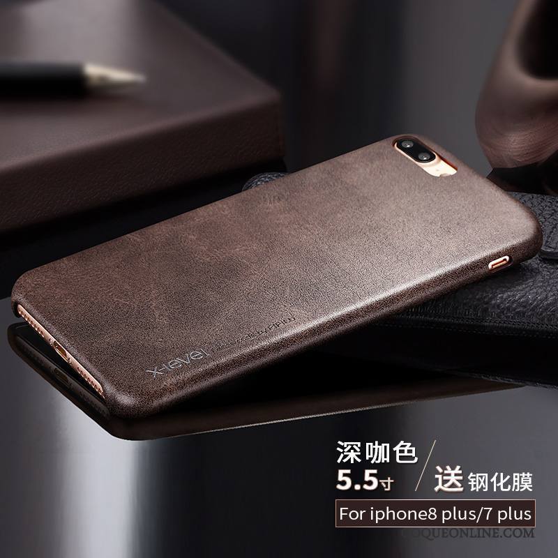 iPhone 7 Plus Carte Cuir Coque De Téléphone Étui En Cuir Noir Protection Incassable