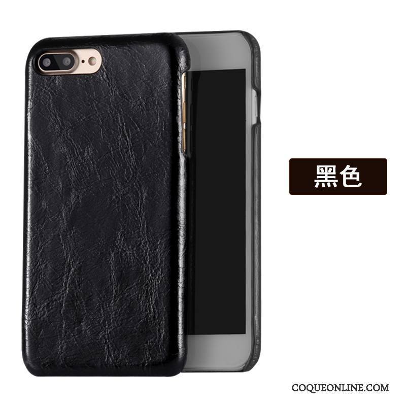 iPhone 7 Plus Coque Cuir Véritable Protection Couvercle Arrière Incassable Étui Étui En Cuir Kaki