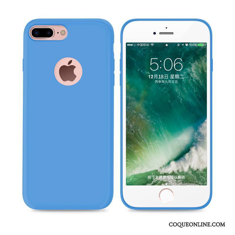 iPhone 7 Plus Coque De Téléphone Bleu Fluide Doux Silicone Tout Compris Pu