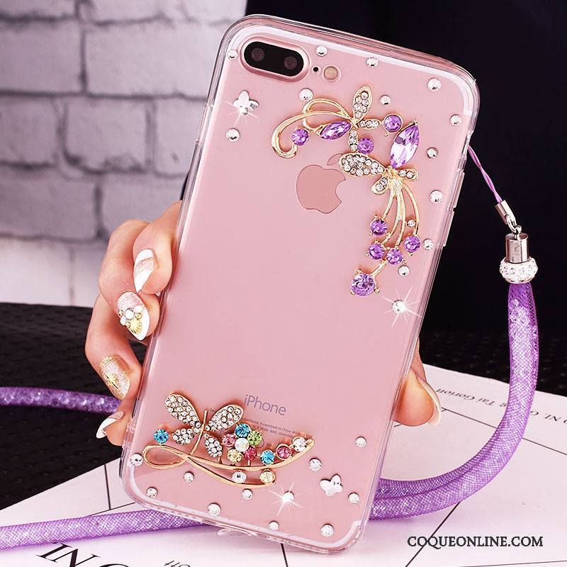 iPhone 7 Plus Coque De Téléphone Protection Strass Étui Or Rose Téléphone Portable