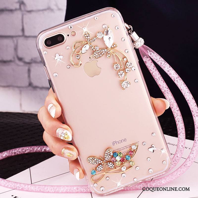 iPhone 7 Plus Coque De Téléphone Protection Strass Étui Or Rose Téléphone Portable