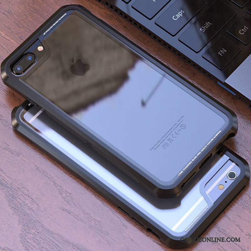 iPhone 7 Plus Coque De Téléphone Violet Nouveau Métal Couvercle Arrière Verre Transparent