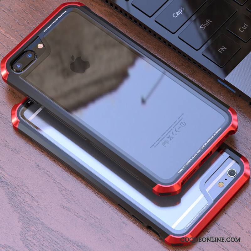 iPhone 7 Plus Coque De Téléphone Violet Nouveau Métal Couvercle Arrière Verre Transparent