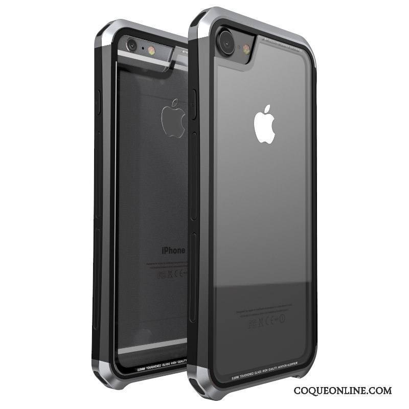 iPhone 7 Plus Coque De Téléphone Violet Nouveau Métal Couvercle Arrière Verre Transparent