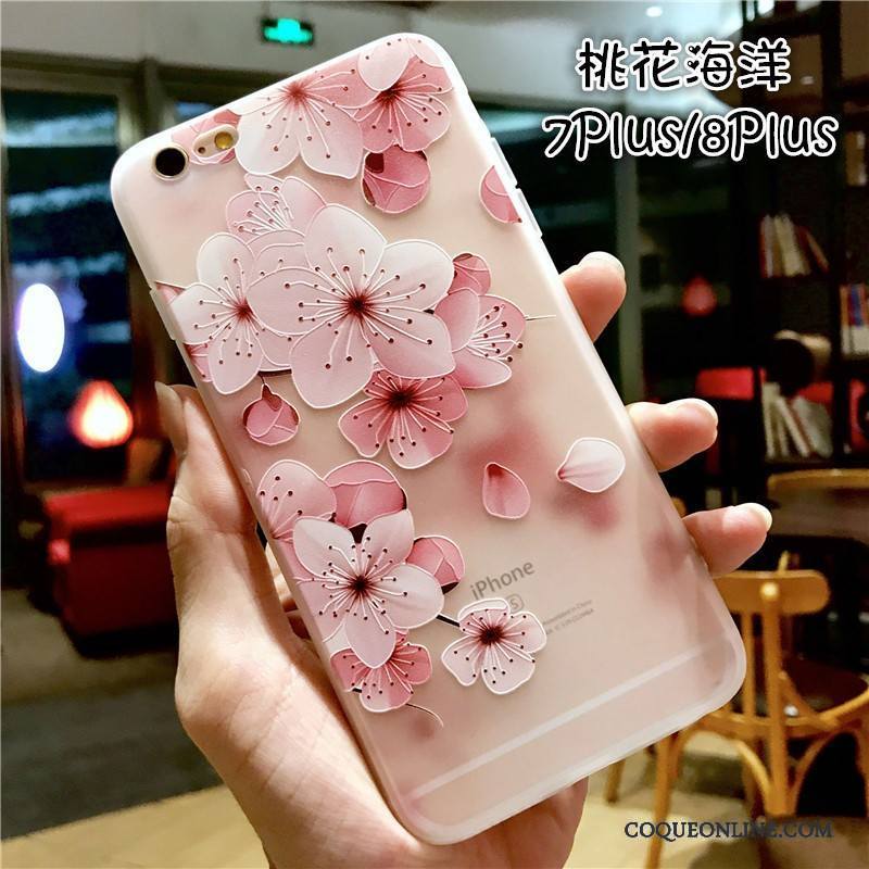 iPhone 7 Plus Coque Gaufrage Tout Compris Incassable Rose Étui Silicone Nouveau