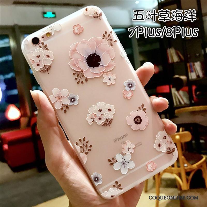 iPhone 7 Plus Coque Gaufrage Tout Compris Incassable Rose Étui Silicone Nouveau