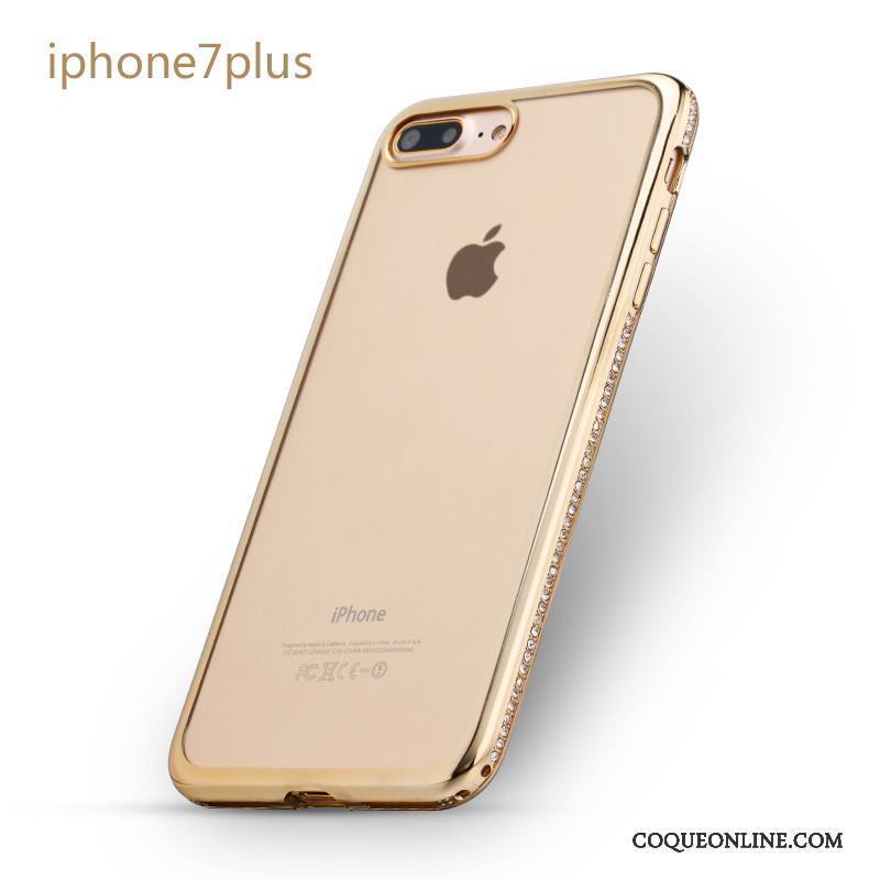 iPhone 7 Plus Coque Incassable Nouveau Étui Silicone Or Rose Protection Strass