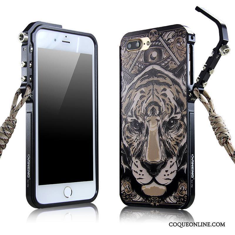 iPhone 7 Plus Coque Noir Incassable Protection Étui Border Téléphone Portable Tendance